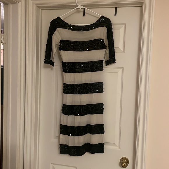 Sequins Black and White Striped French Connection Dress - Picture 4 of 5